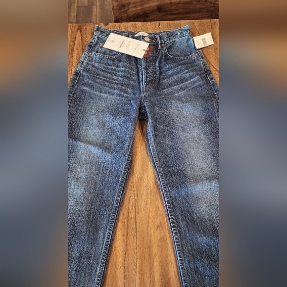 Moussy Vintage MV Capac Wide Straight Cropped high rise Jean 24 blue cotton nwt - Picture 13 of 15